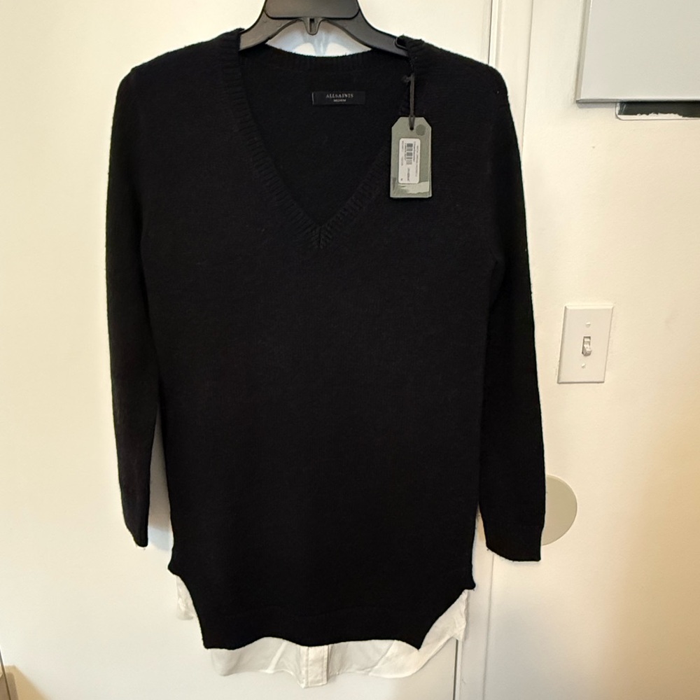 All Saints Black V-Neck Dress